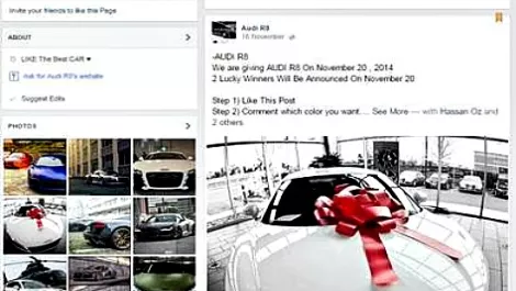 Thousands fall each hour for 'free Audi R8' Facebook scam